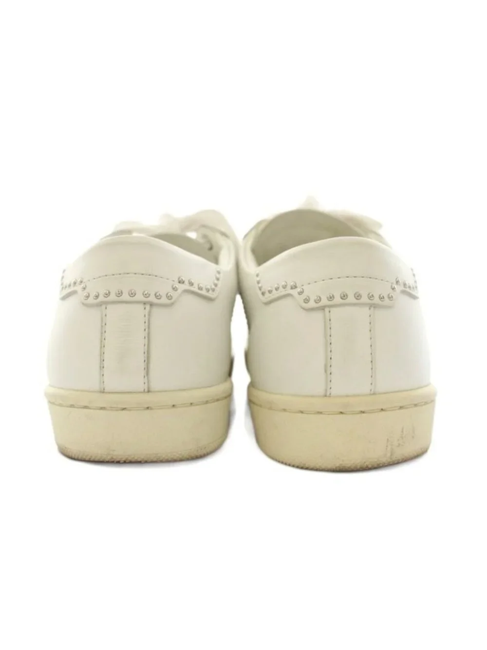 Saint Laurent Paris Blanc Optique Studded Sneakers Shoes Leather Studs 36 White - Picture 5 of 9